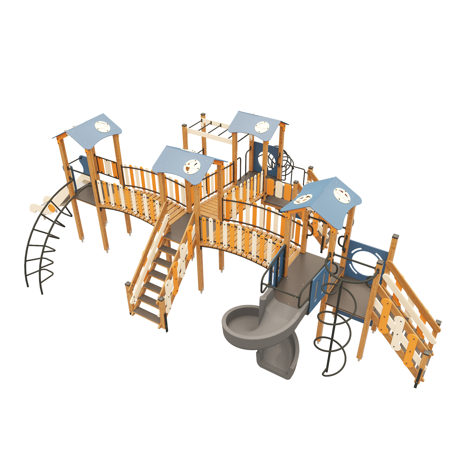 Игровой комплекс вид сбоку голубой